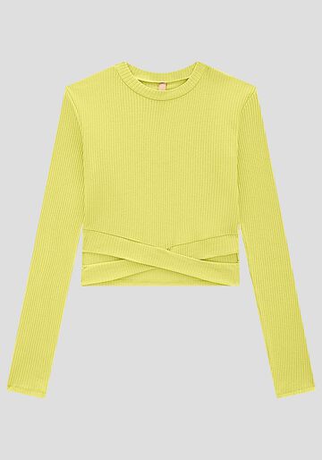 Blusa Juvenil Canelada com Recorte Barra, AMARELO VERSO. Blusa Juvenil Canelada com Recorte Barra, AMARELO VERSO, large.