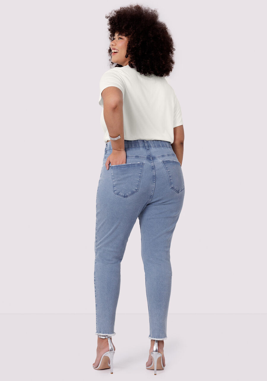 Calça Jeans Skinny Plus Size Cropped Chapa Barriga, JEANS. Calça Jeans Skinny Plus Size Cropped Chapa Barriga, JEANS, large.