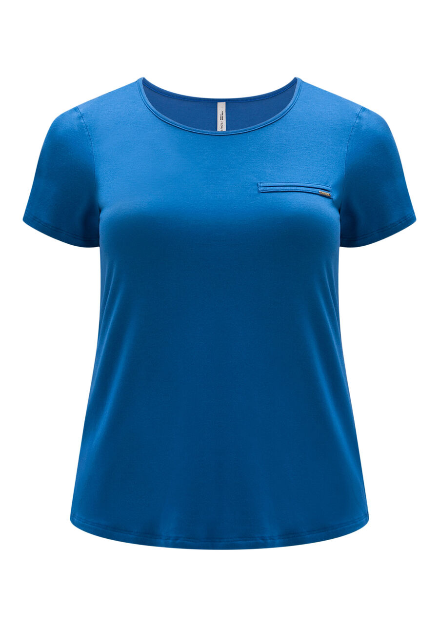Blusa Básica Lisa De Mangas Curtas Com Detalhe Frontal, . Blusa Básica Lisa De Mangas Curtas Com Detalhe Frontal, , large.