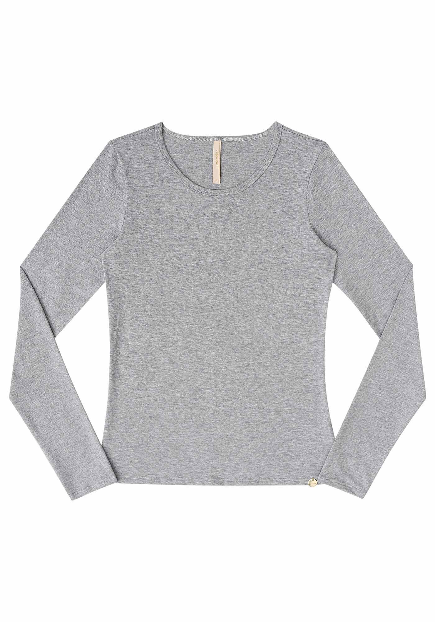 Blusa Manga Longa em Malha Cotton B&aacute;sica, , large.