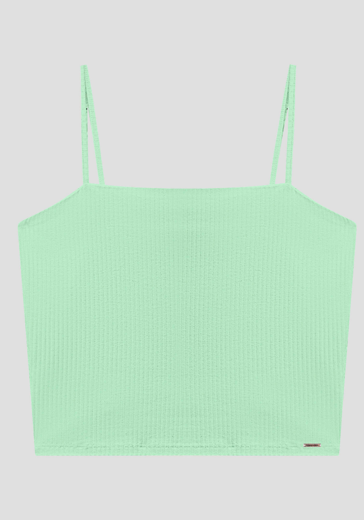 Blusa Regata Curta De Al&ccedil;as Finas Em Malha Canelada, , large.