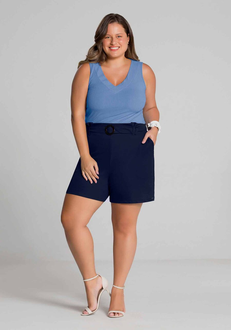 Shorts Plus Size Malha com Cinto, MARINHO ACTION. Shorts Plus Size Malha com Cinto, MARINHO ACTION, large.