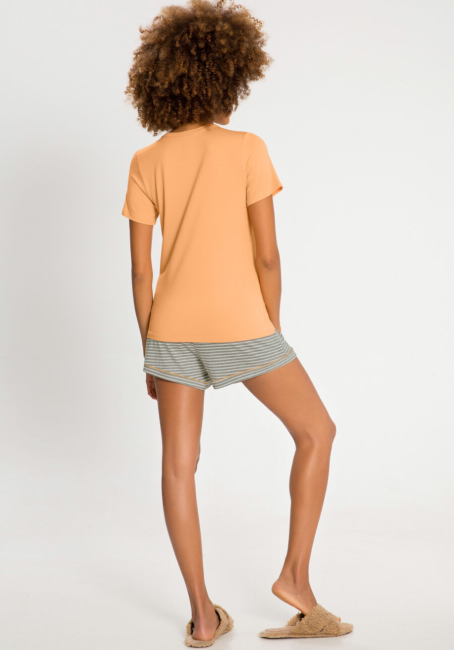 Pijama em Malha Viscose com T-shirt e Shorts, . Pijama em Malha Viscose com T-shirt e Shorts, , large.