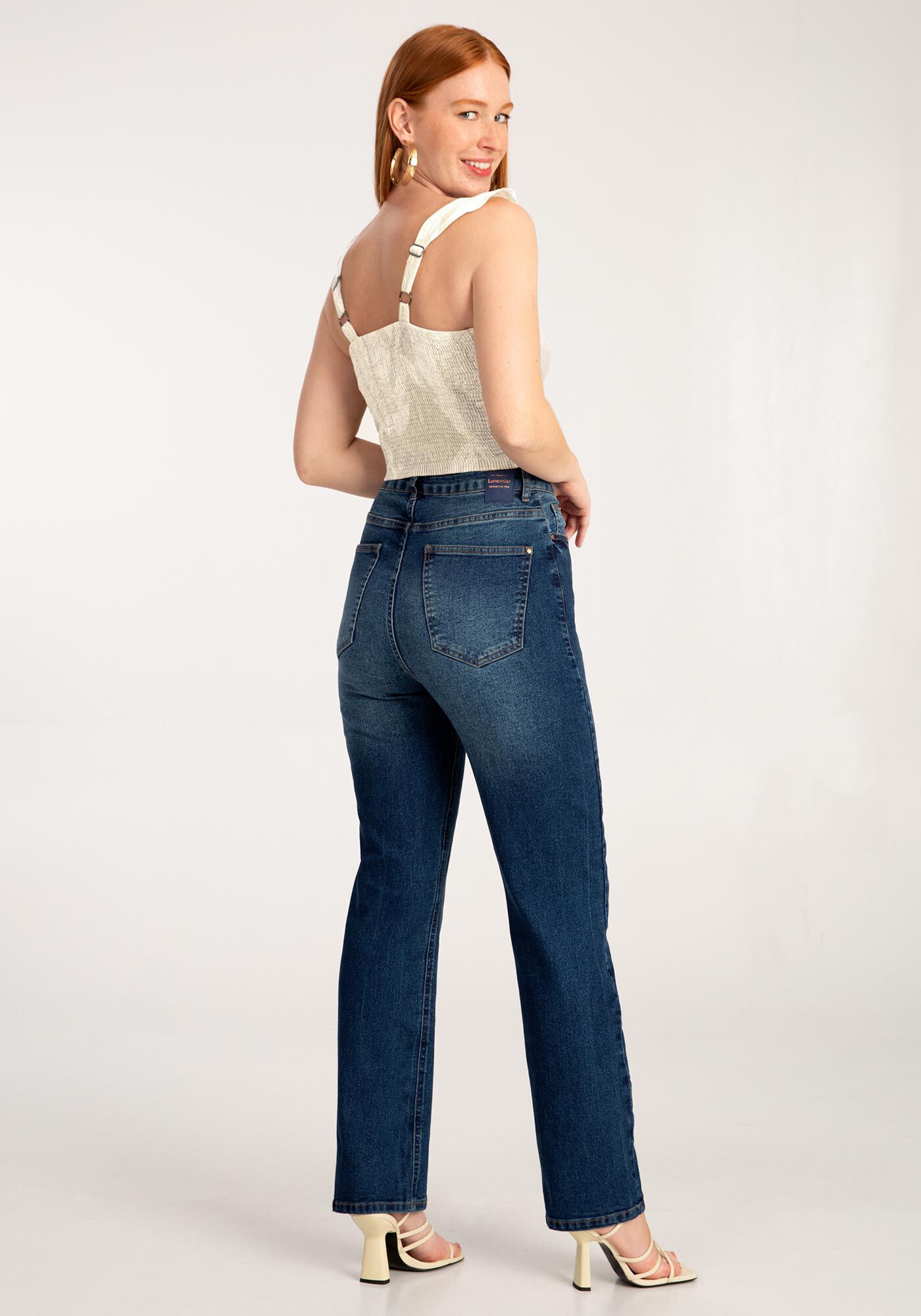 Cal a Jeans Reta Cintura Alta Chapa Barriga Lunender