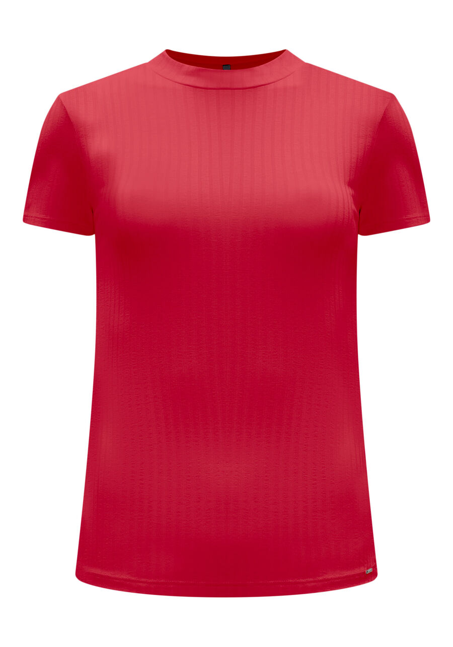 Blusa Básica Canelada De Mangas Curtas Com Gola, . Blusa Básica Canelada De Mangas Curtas Com Gola, , large.