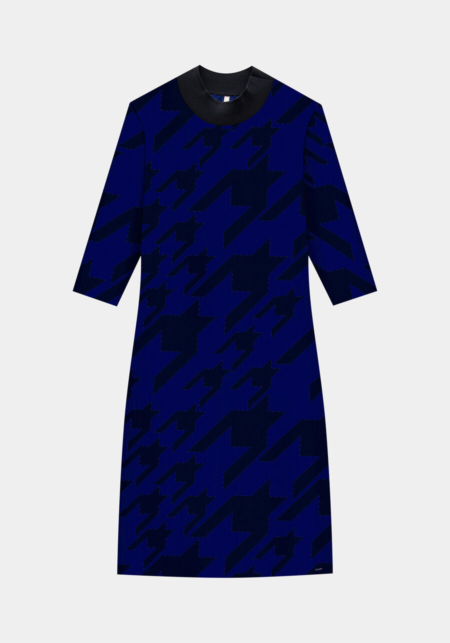 Vestido Manga 3/4 Justo Gola Retilínea, MARINHO ACTION. Vestido Manga 3/4 Justo Gola Retilínea, MARINHO ACTION, large.