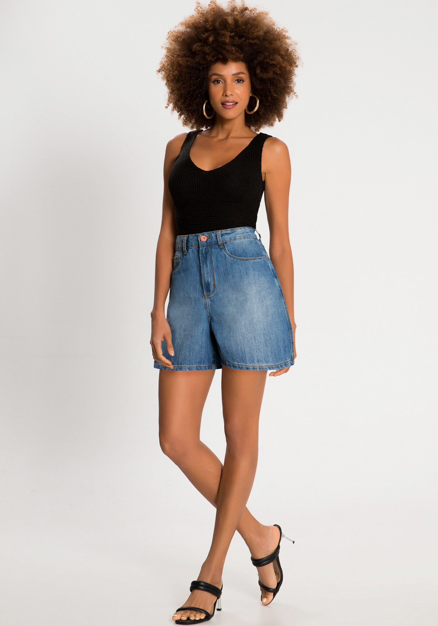 Bermuda jeans outlet cintura alta