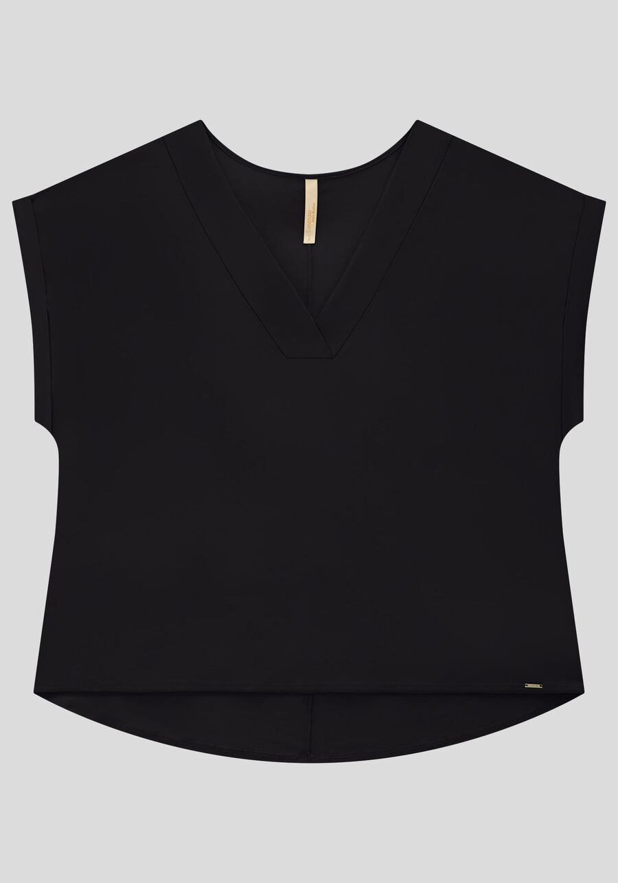 Blusa Plus Size em Malha e Viscose com Decote V, . Blusa Plus Size em Malha e Viscose com Decote V, , large.