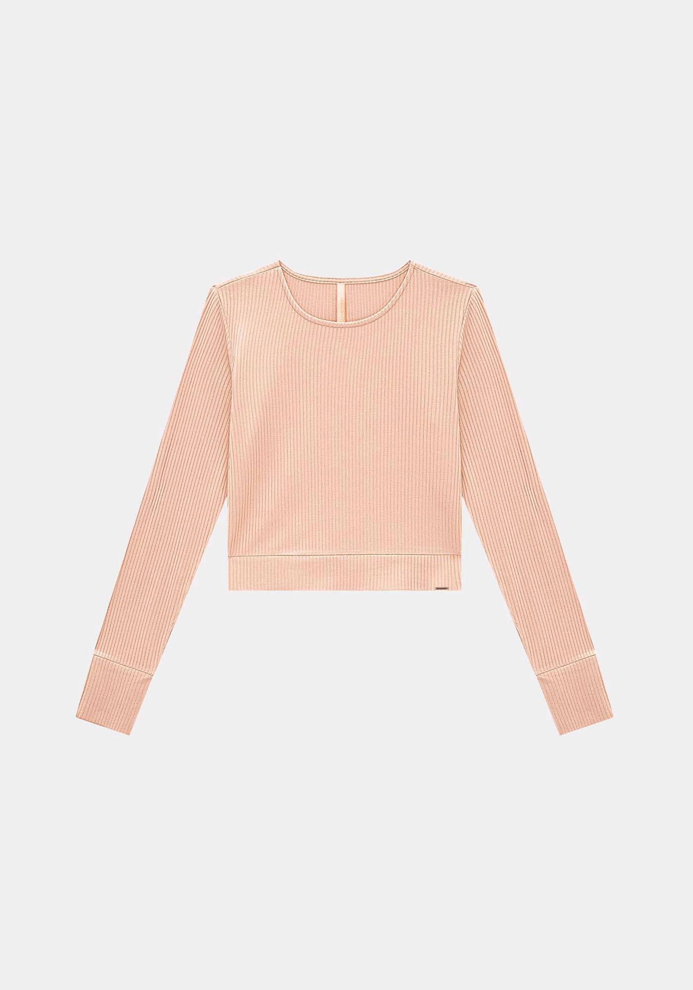 Blusa Manga Longa Canelada Cropped, , large.