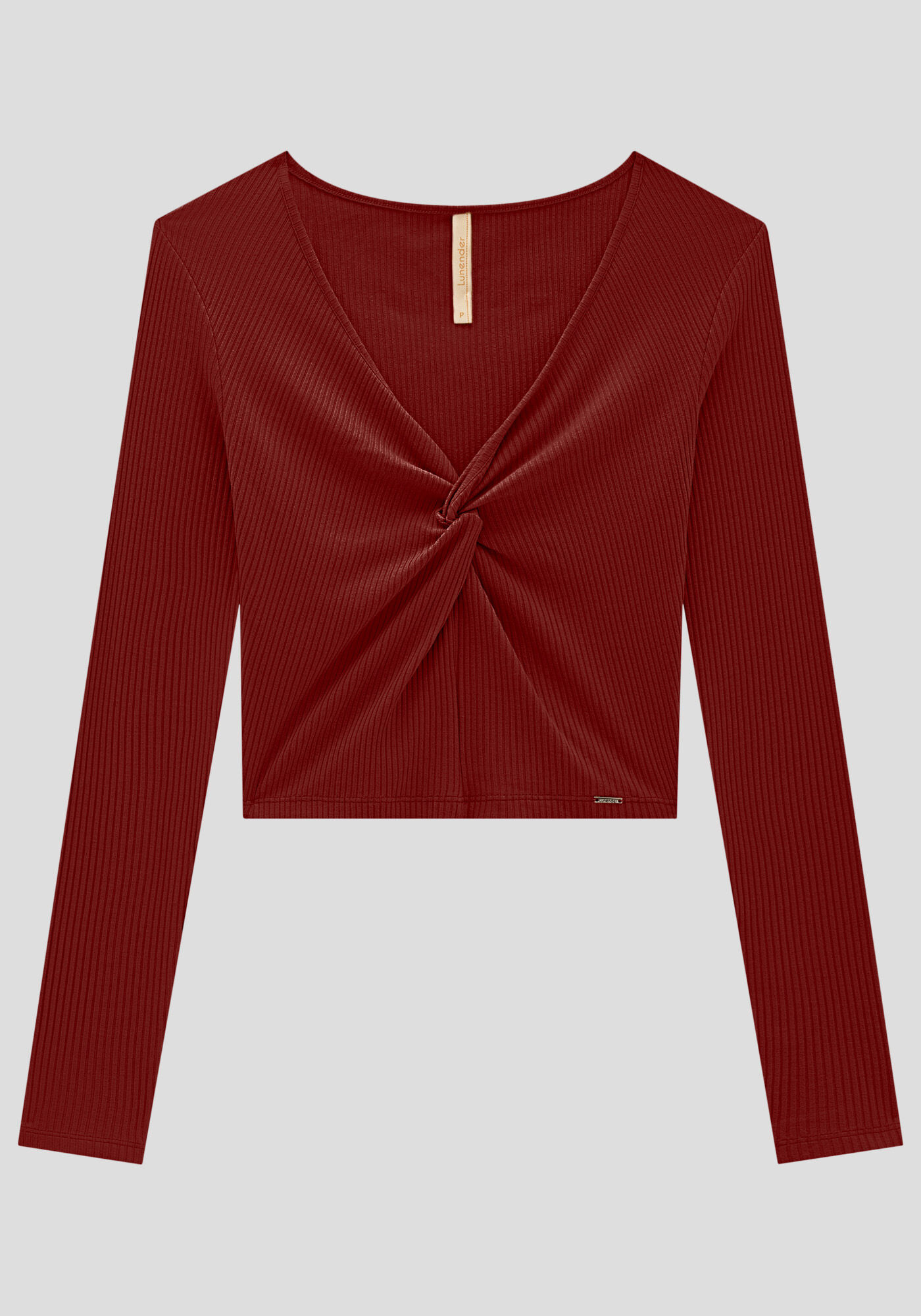 ルナ Blusa Cropped Canelada com Torção no Decote | Lunender