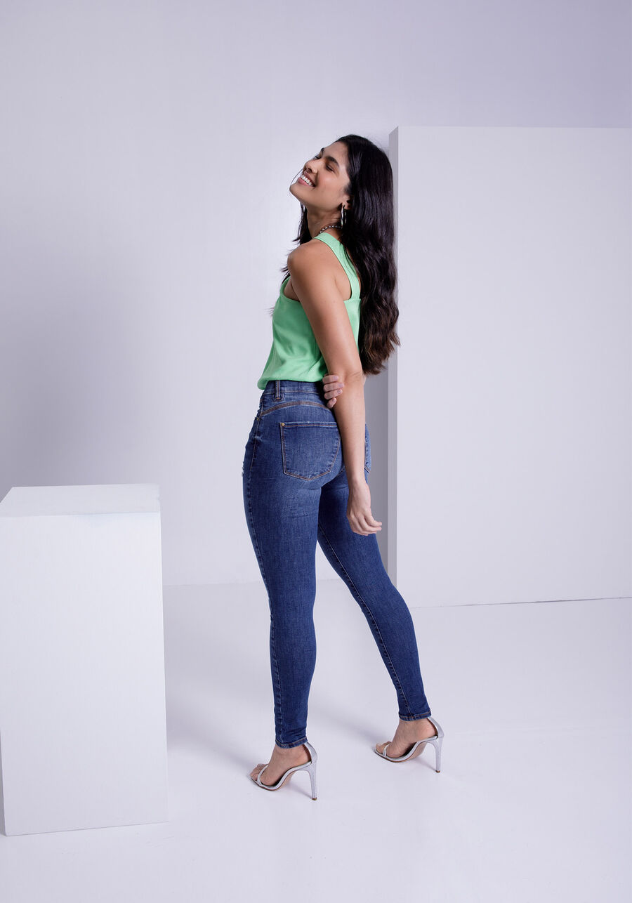 Calça Jeans Skinny Chapa Barriga Modeladora, JEANS. Calça Jeans Skinny Chapa Barriga Modeladora, JEANS, large.