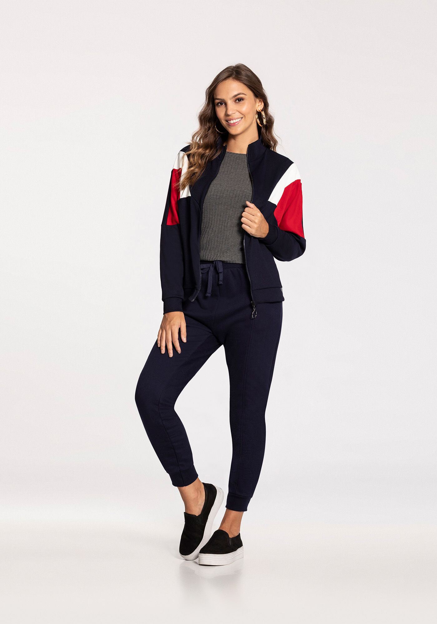 Jaqueta Malha Diagonal Venecia e Moletom Felpado, MARINHO ACTION, large.