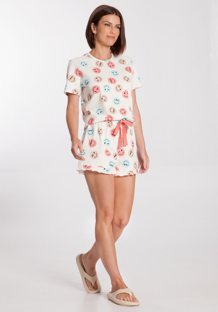 Pijama Curto em Malha Estampado, . Pijama Curto em Malha Estampado, , large.
