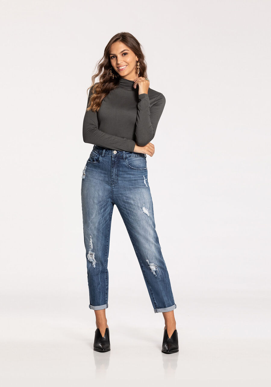 Blusa Básica Com Mangas Longas E Gola Alta Em Malha, . Blusa Básica Com Mangas Longas E Gola Alta Em Malha, , large.