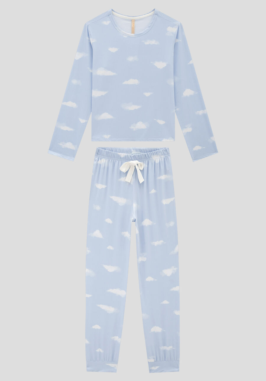 Pijama Juvenil Longo em Tecido com Estampa, , large.