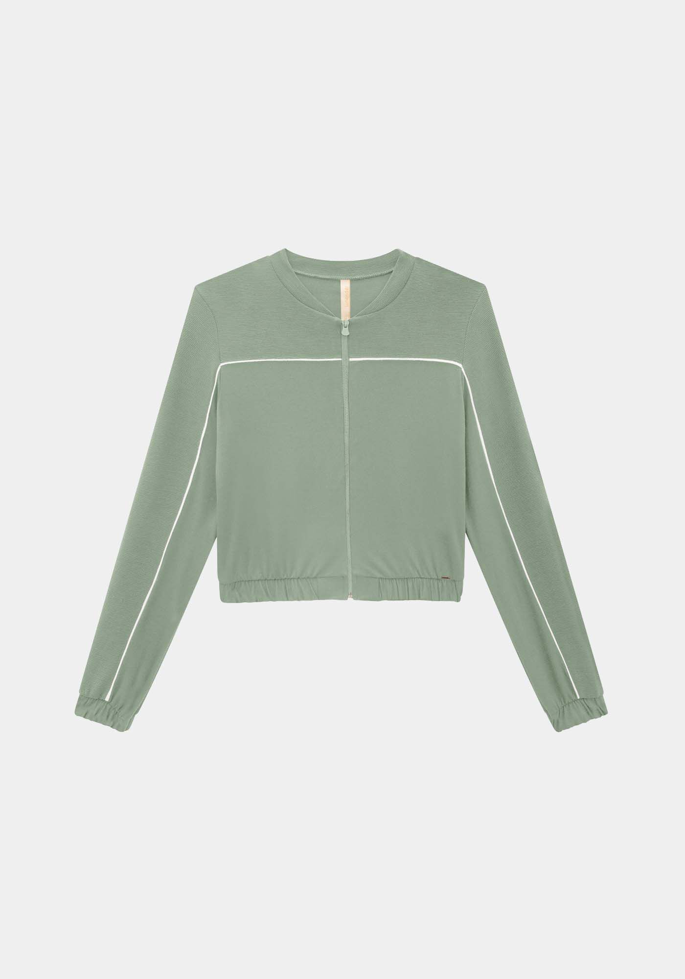 Jaqueta Cropped em Moletom Viscose com Filetes, , large.