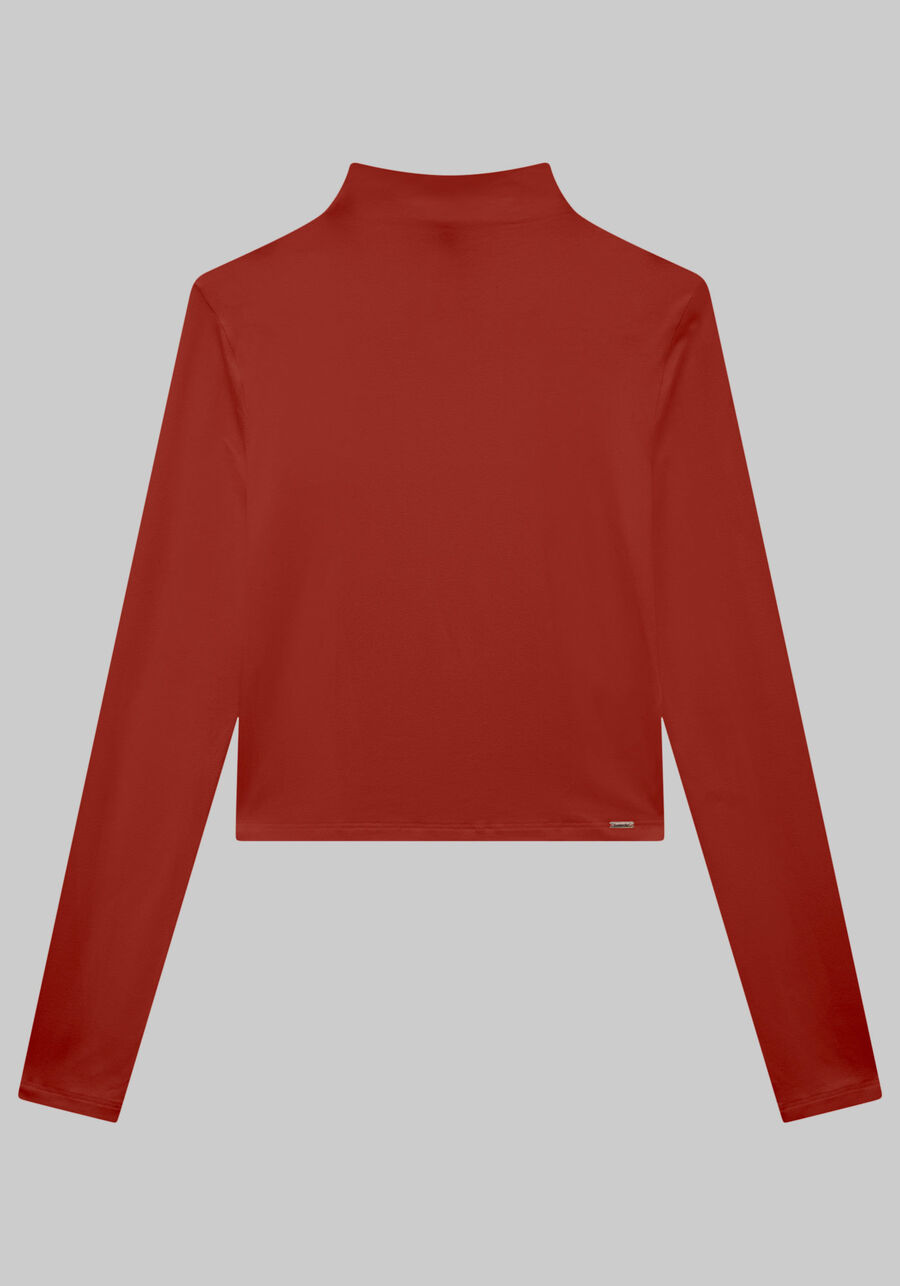 Blusa Básica em Malha Viscose com Gola Alta, VERMELHO CRAPE. Blusa Básica em Malha Viscose com Gola Alta, VERMELHO CRAPE, large.
