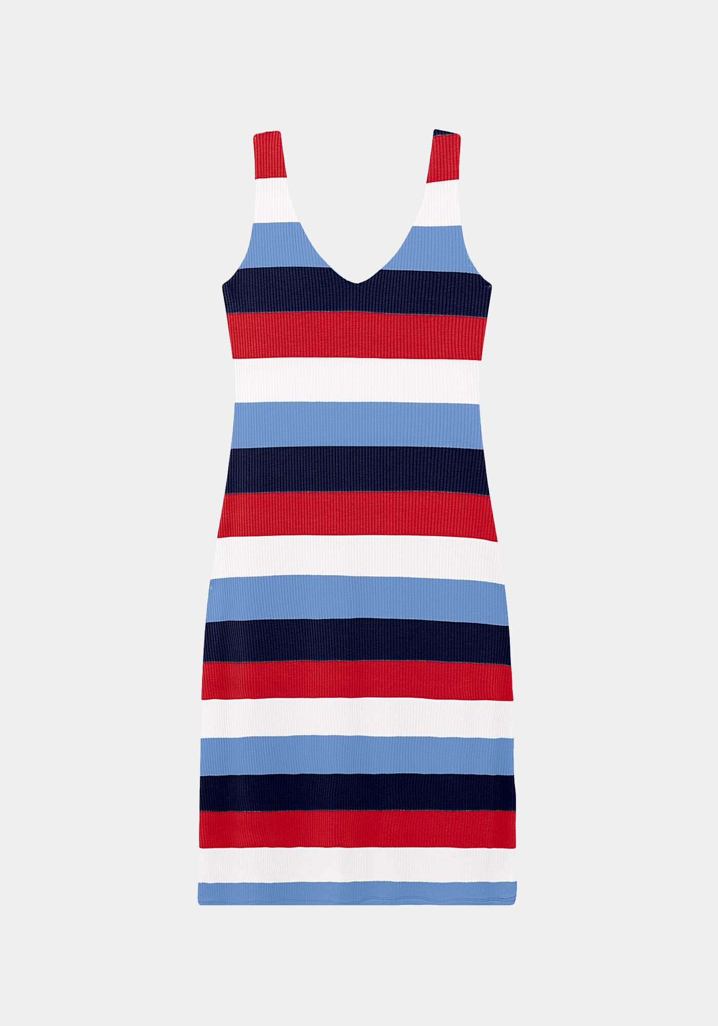 Vestido canelado cheap midi listrado
