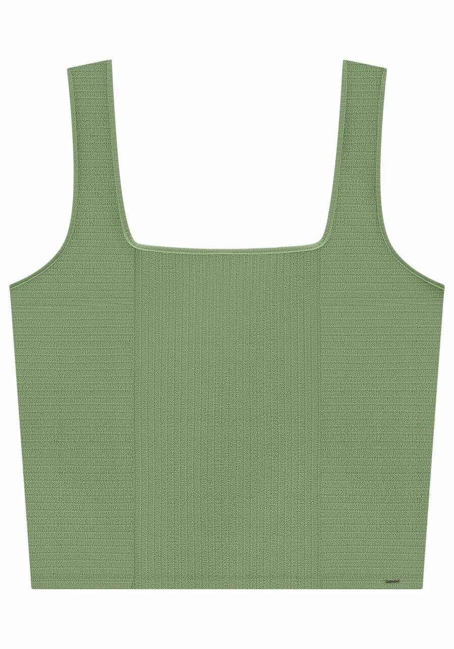 Blusa Básica Plus Size com Decote Quadrado, VERDE BOSQUE. Blusa Básica Plus Size com Decote Quadrado, VERDE BOSQUE, large.