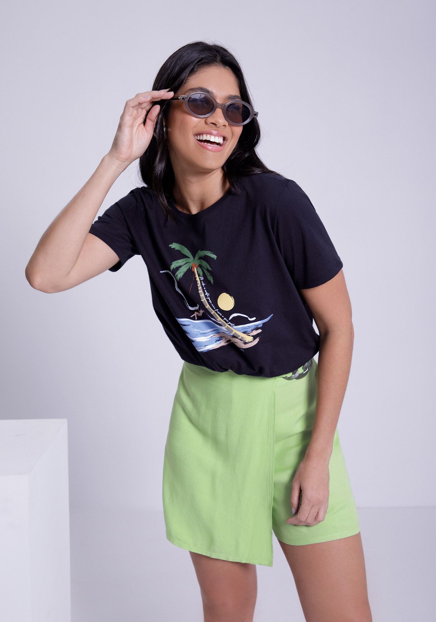 T-Shirt em Meia Malha com Estampa Balan&ccedil;o, PRETO REATIVO, large.