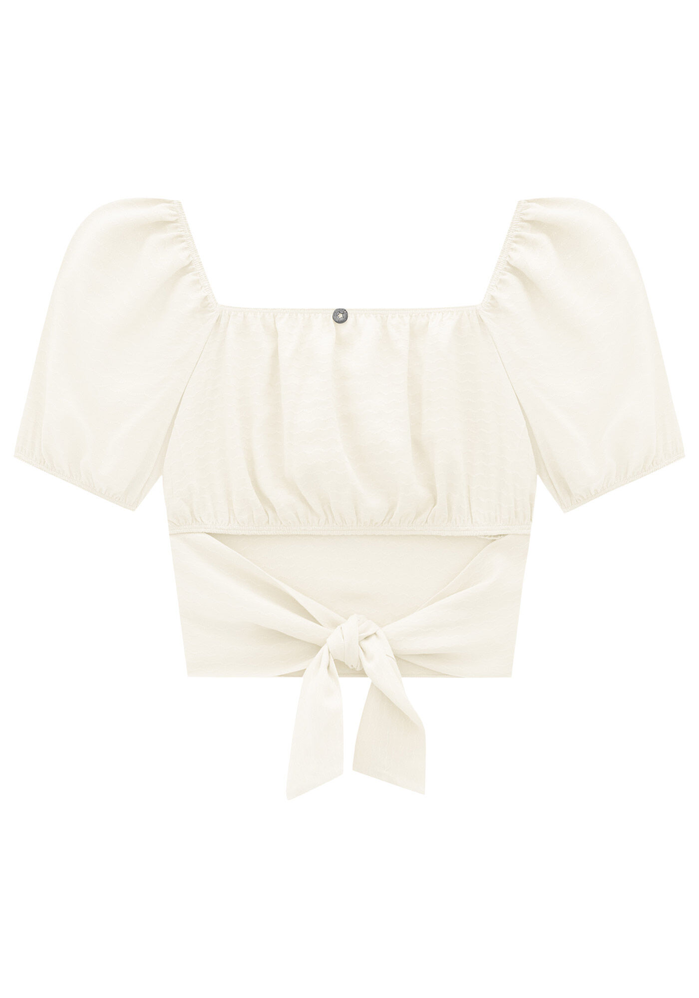 Blusa Juvenil Franzida com Recorte Costas, BRANCO OFF WHITE, large.