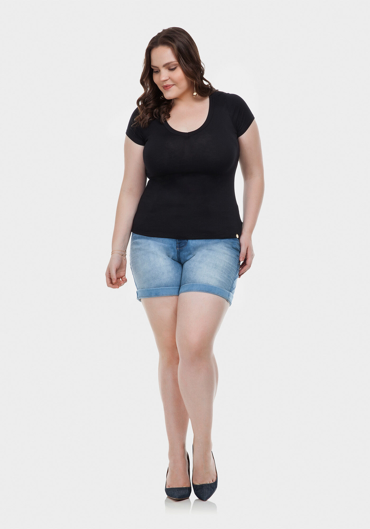Blusa Plus Size Malha B&aacute;sica, , large.
