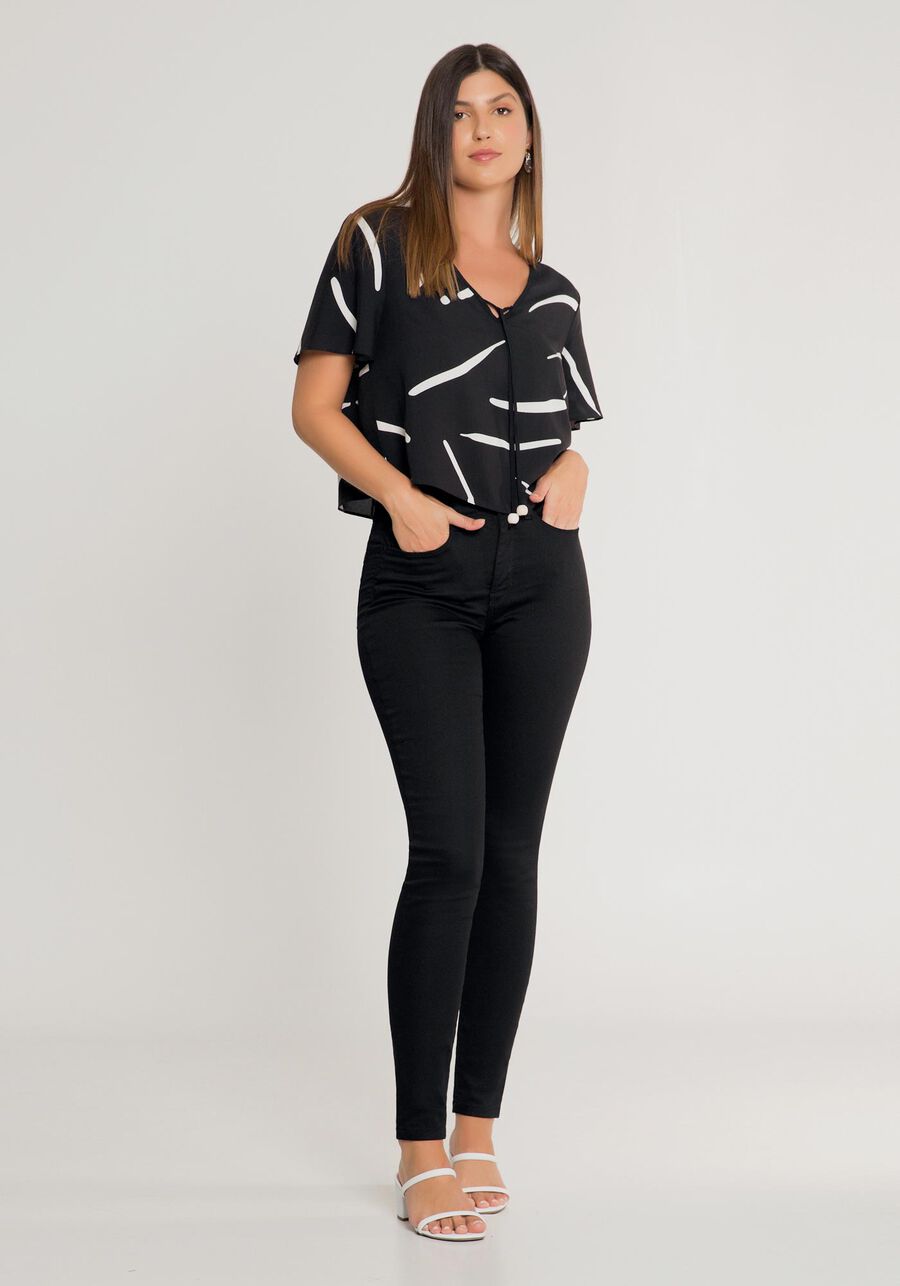 Blusa Estampada em Viscose com Amarração, . Blusa Estampada em Viscose com Amarração, , large.