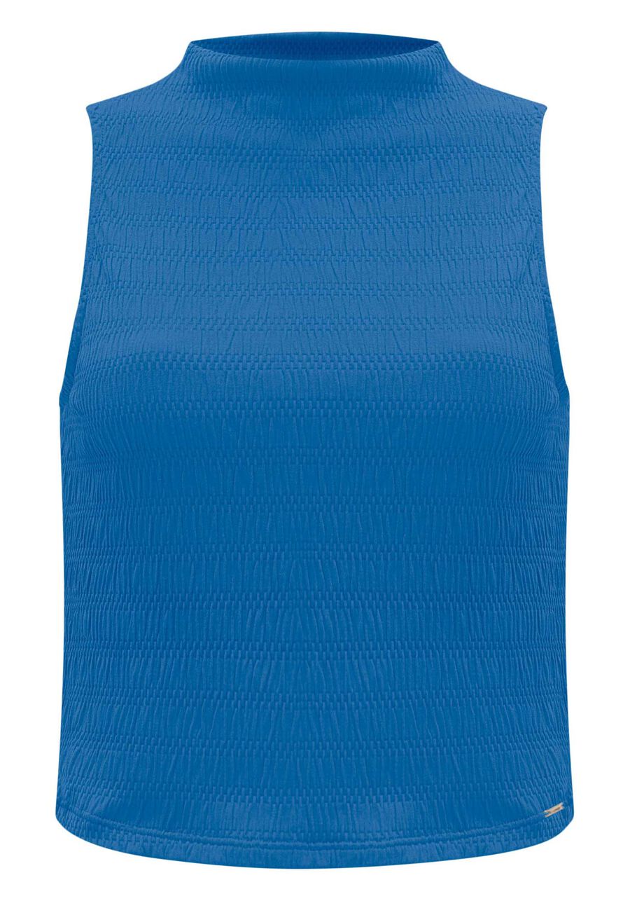 Blusa Cropped Sem Mangas Com Gola Alta Em Malha Texturizada, . Blusa Cropped Sem Mangas Com Gola Alta Em Malha Texturizada, , large.