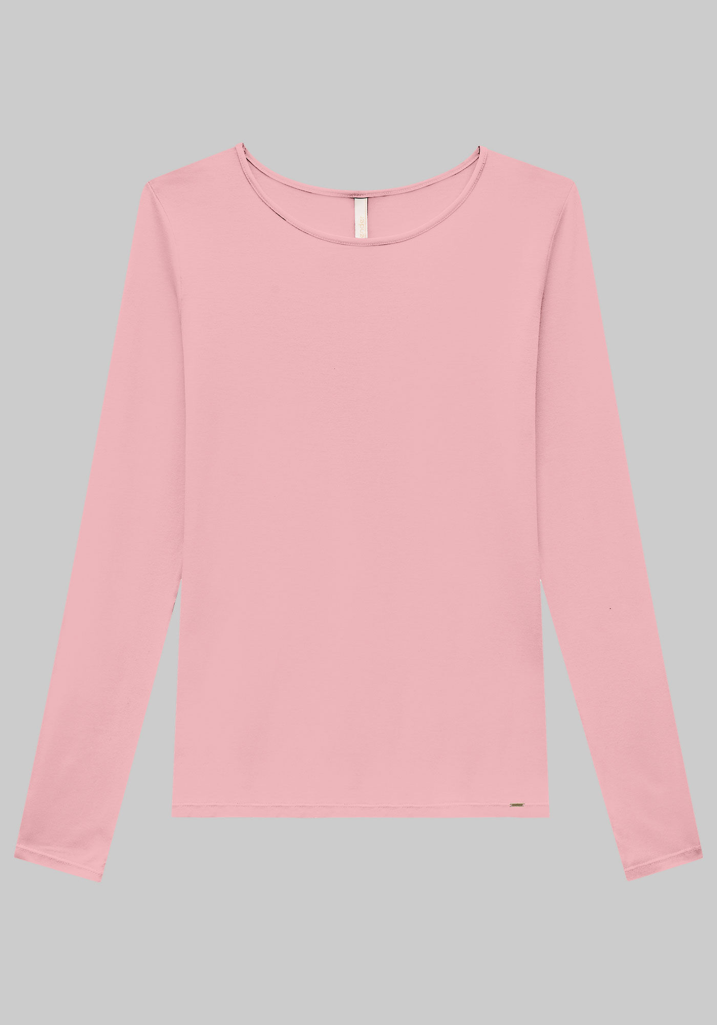 Blusa B&aacute;sica De Mangas Longas Em Malha Com Elastano, , large.