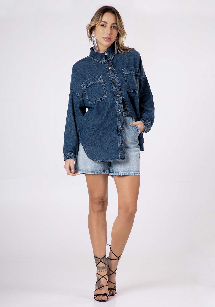 Camisa Jeans Oversize Manga Longa, . Camisa Jeans Oversize Manga Longa, , large.