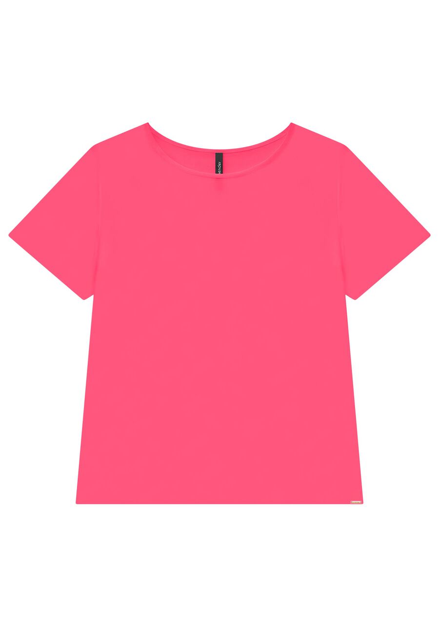 Blusa Lisa Básica De Mangas Curtas Em Tecido Leve, . Blusa Lisa Básica De Mangas Curtas Em Tecido Leve, , large.