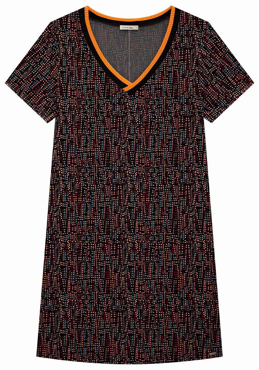 Vestido Curto Plus Size em Malha Viscose Estampado, . Vestido Curto Plus Size em Malha Viscose Estampado, , large.