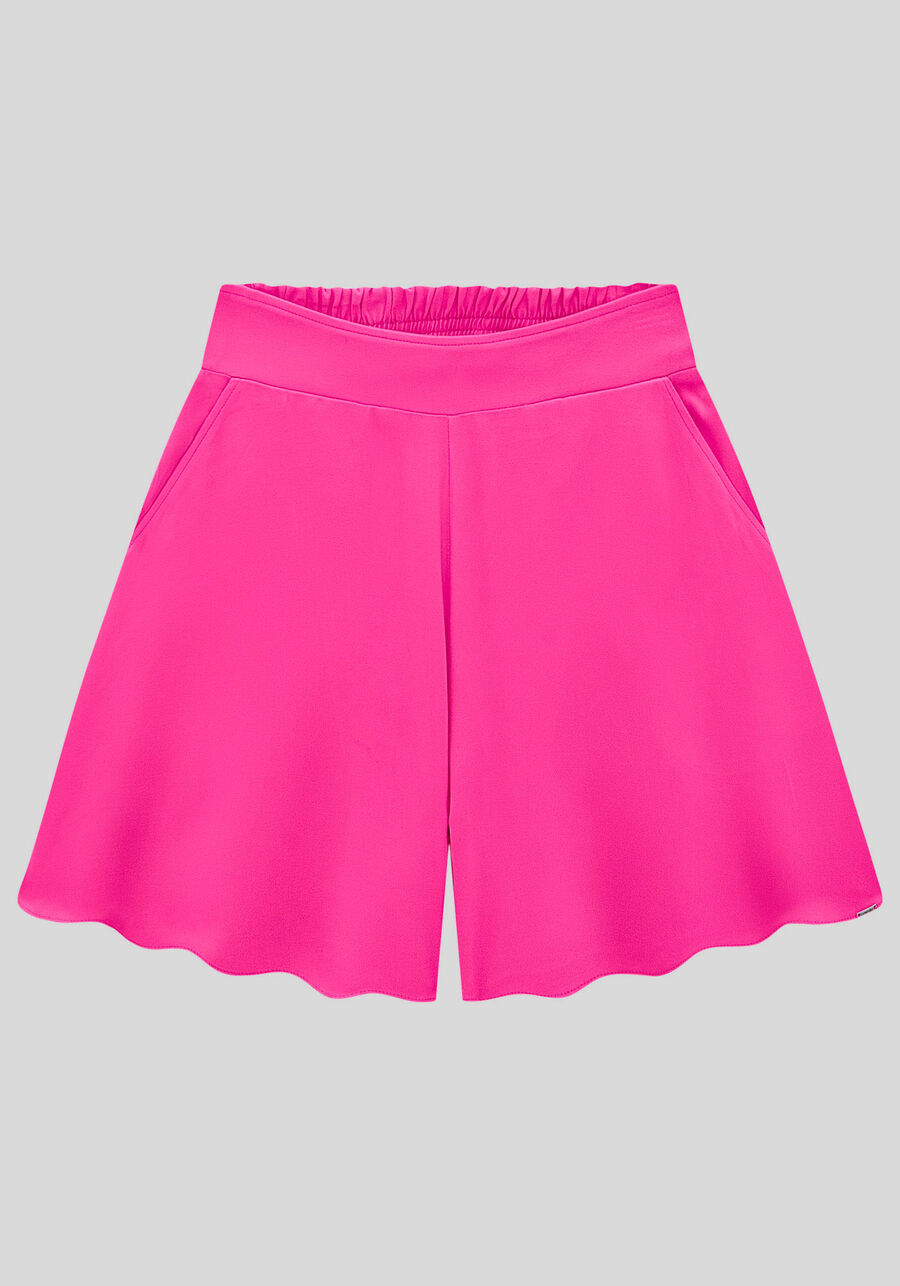 Shorts Godê em Viscose com Cintura Alta, ROSA PRIMAVERA. Shorts Godê em Viscose com Cintura Alta, ROSA PRIMAVERA, large.