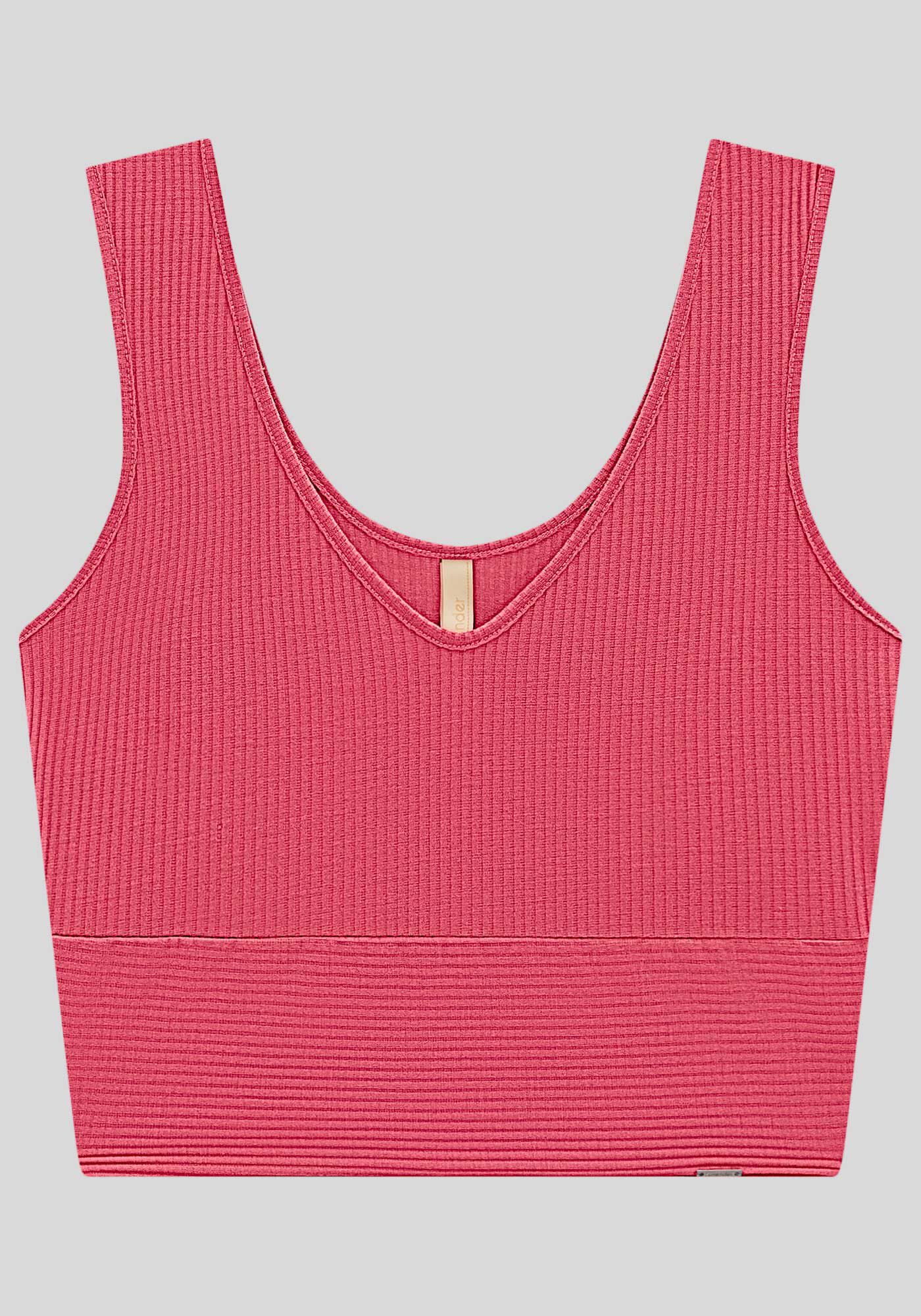 Regata Cropped Canelada com Decote V, , large.