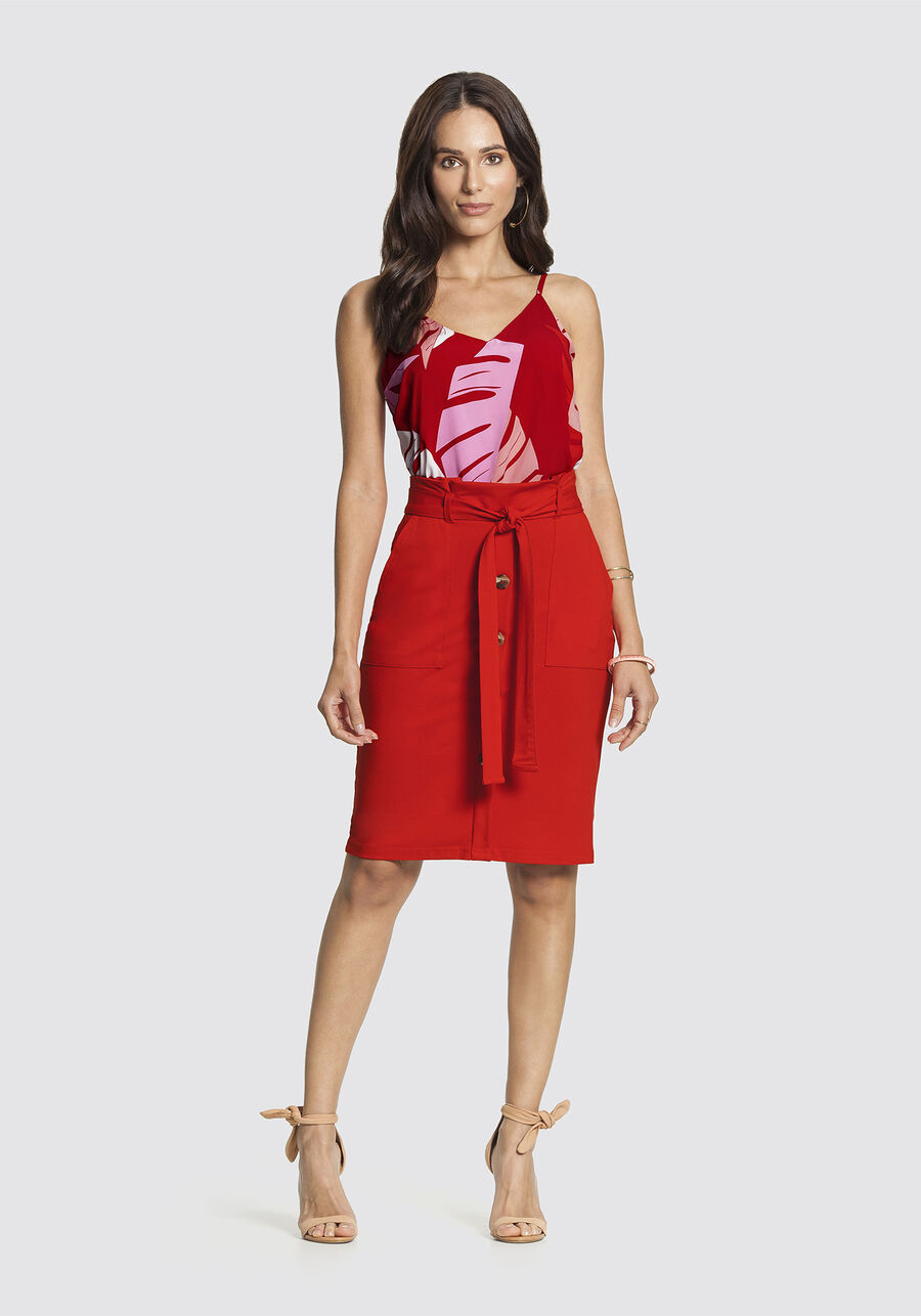 Regata Estampada em Tecido, VERMELHO NOBRE. Regata Estampada em Tecido, VERMELHO NOBRE, large.