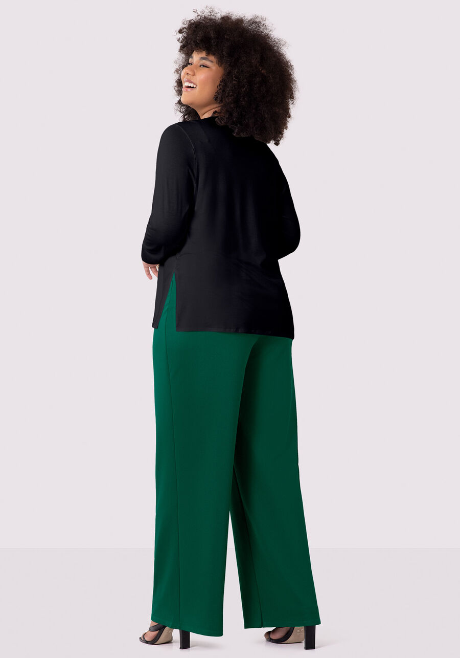 Calça Pantalona Plus Size em Malha Alfaiataria, VERDE ARABESQUE. Calça Pantalona Plus Size em Malha Alfaiataria, VERDE ARABESQUE, large.