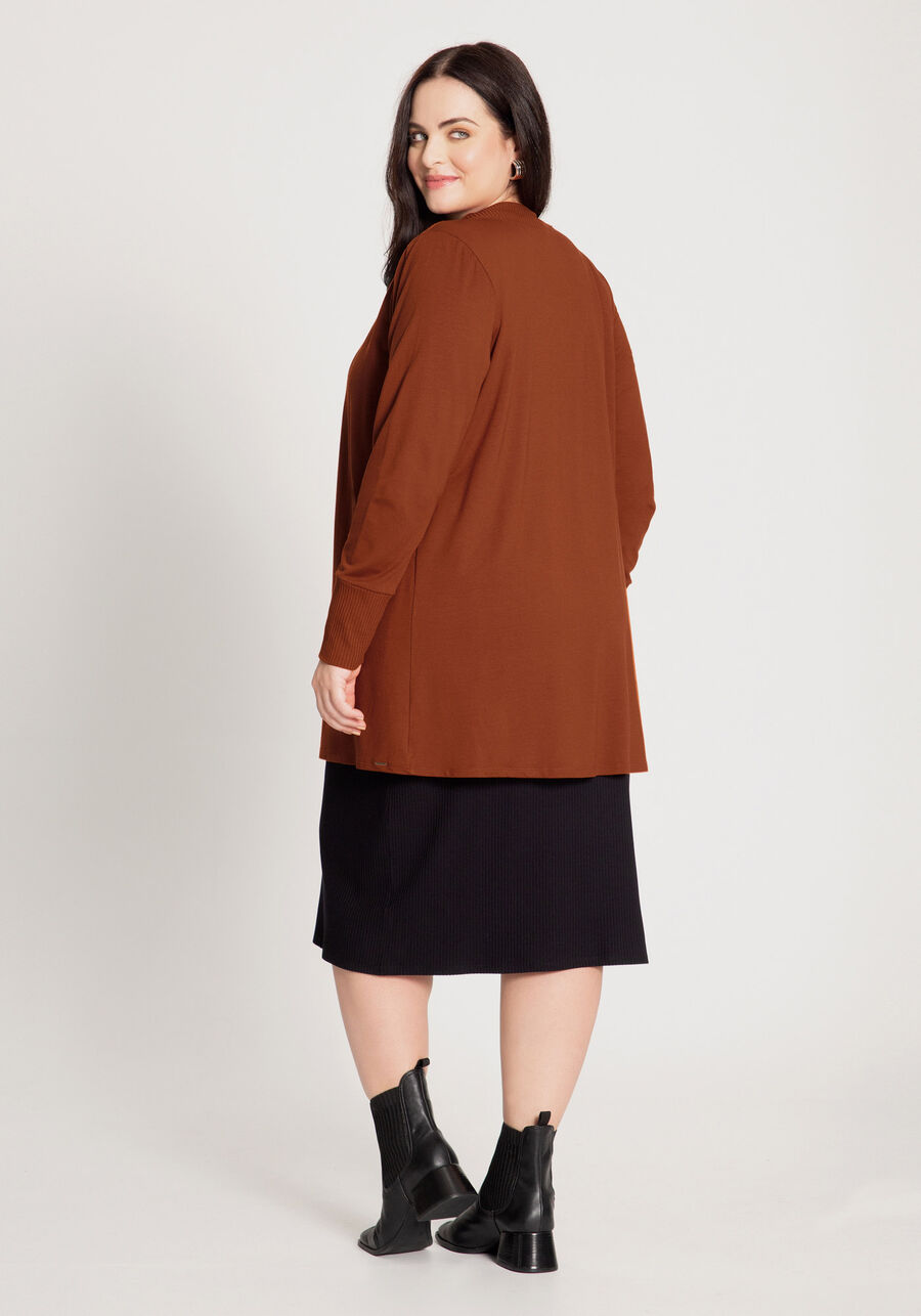 Cardigan Alongado em Moletom Plus Size, . Cardigan Alongado em Moletom Plus Size, , large.