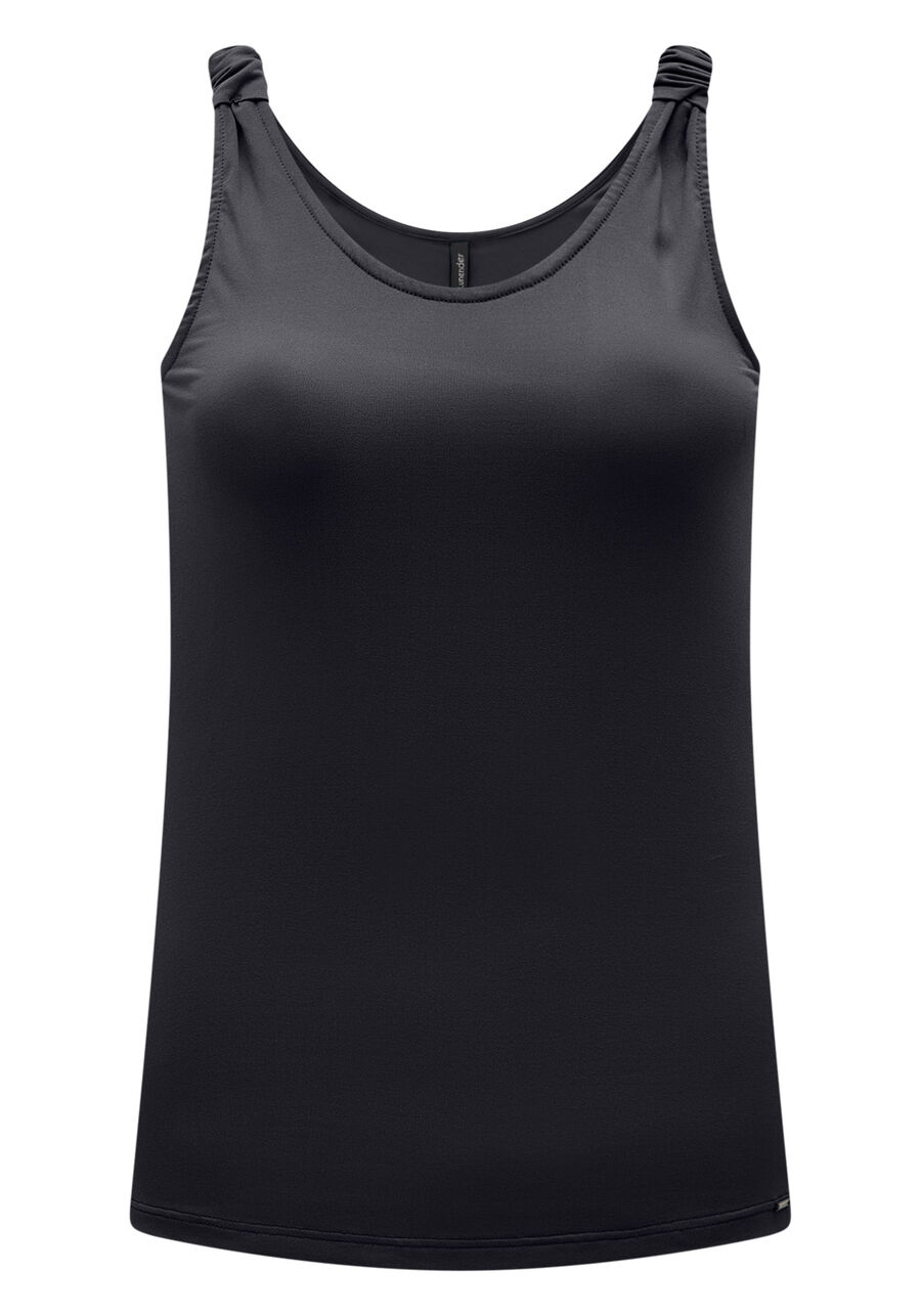 Blusa Regata Lisa De Alças Com Decote Redondo E Franzidos, . Blusa Regata Lisa De Alças Com Decote Redondo E Franzidos, , large.