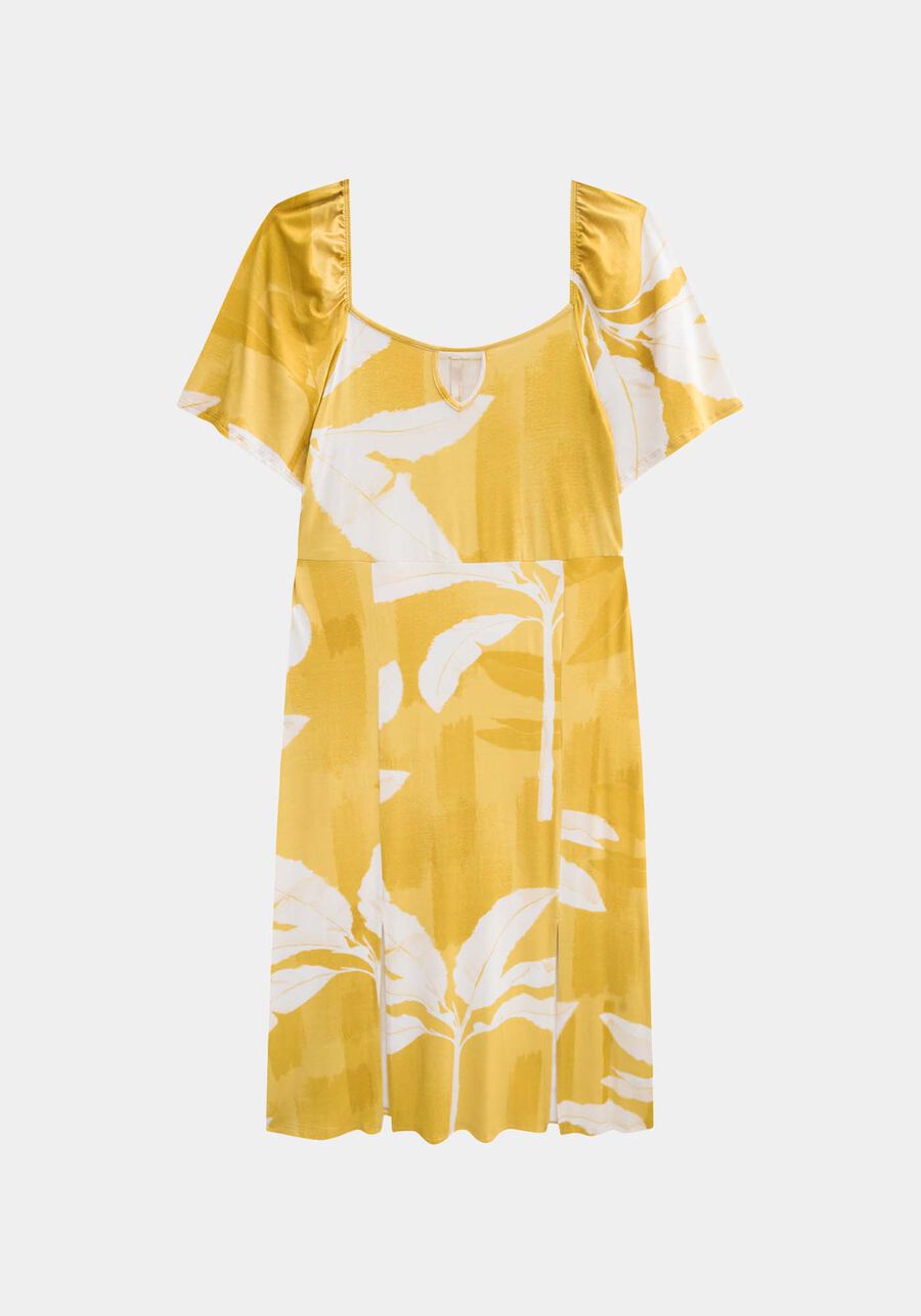 Vestido Midi Estampado Plus Size, AMARELO SOLE. Vestido Midi Estampado Plus Size, AMARELO SOLE, large.