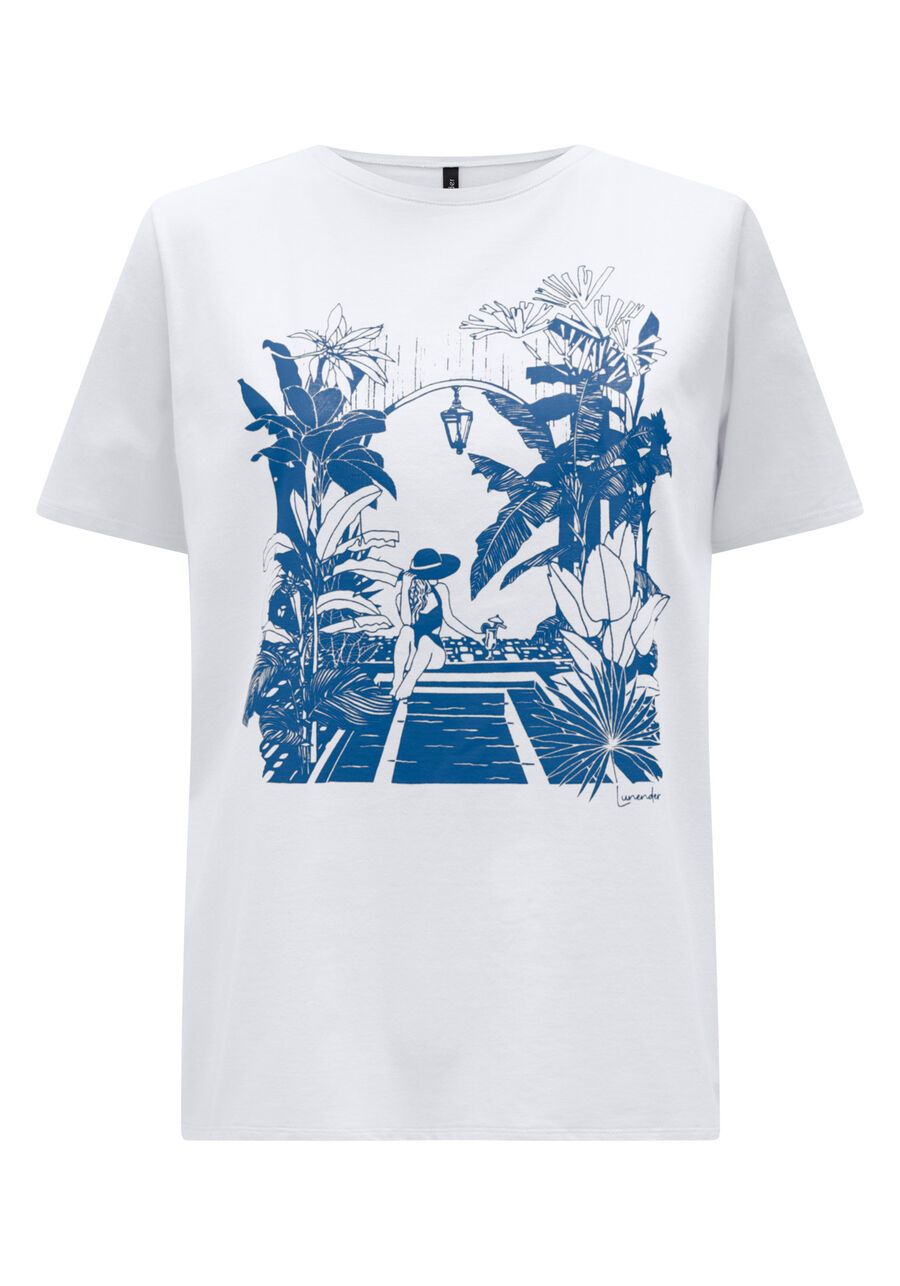 Blusa T-shirt De Mangas Curtas Em Malha Penteada Com Estampa, . Blusa T-shirt De Mangas Curtas Em Malha Penteada Com Estampa, , large.