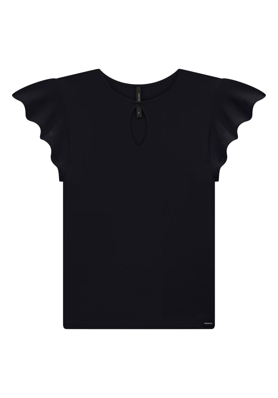 Blusa em Malha Viscose com Babado Manga, . Blusa em Malha Viscose com Babado Manga, , large.