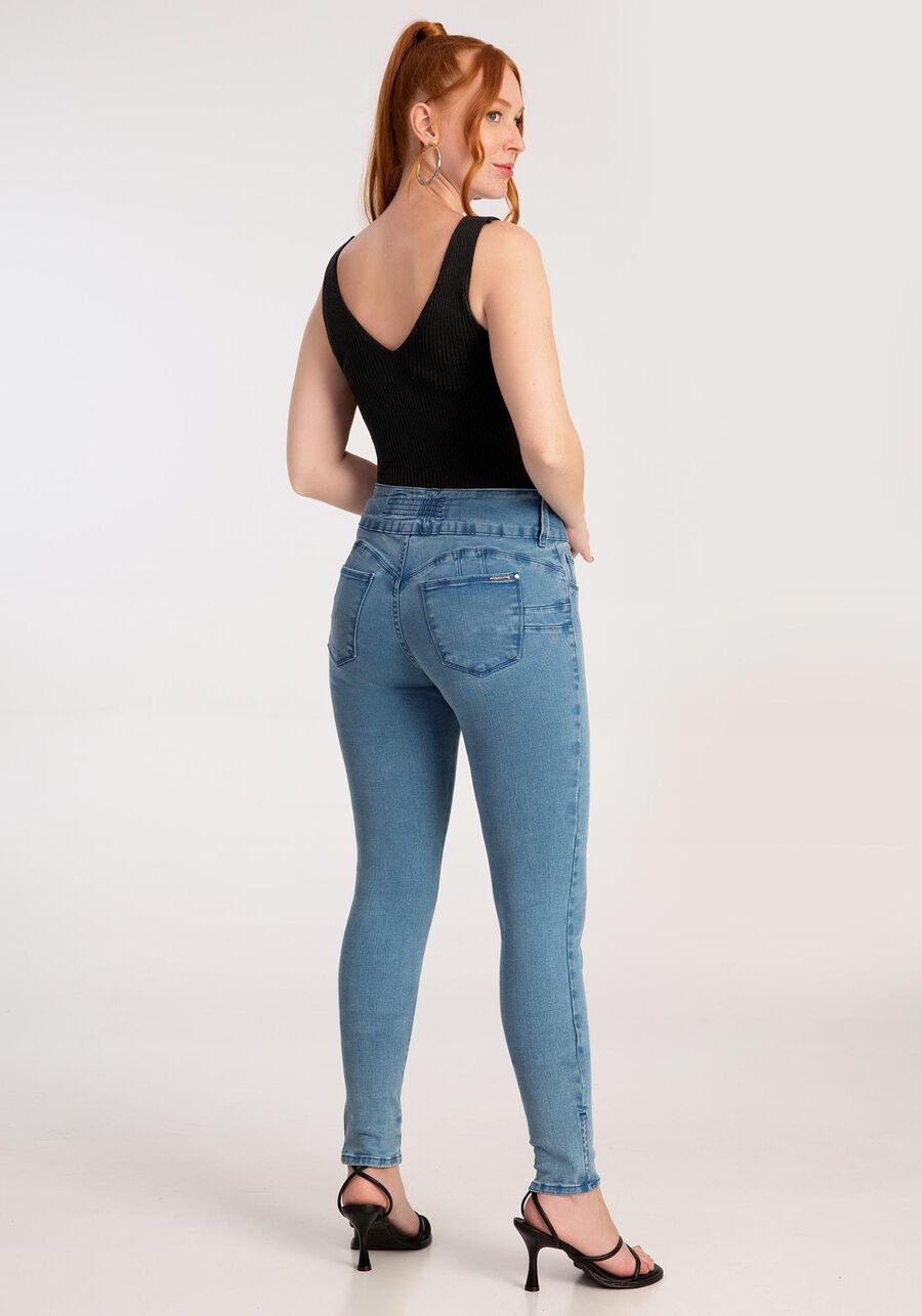 Calça Jeans Skinny Cintura Média com Cós Largo, . Calça Jeans Skinny Cintura Média com Cós Largo, , large.