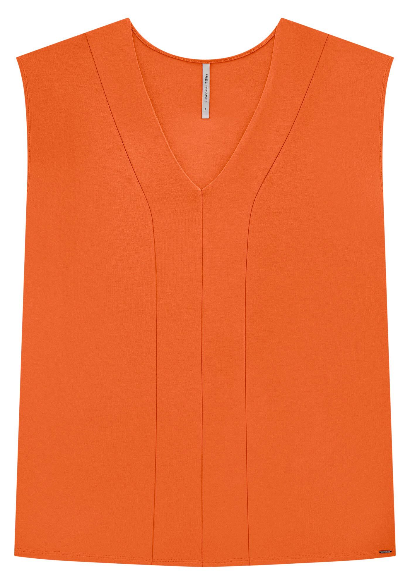 Blusa De Mangas Curtas B&aacute;sica Em Malha De Viscose E Elastano, LARANJA RUSTY, large.