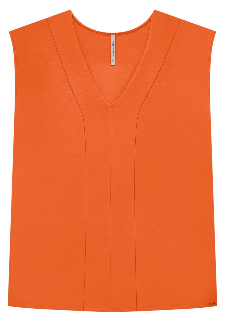 Blusa De Mangas Curtas Básica Em Malha De Viscose E Elastano, LARANJA RUSTY. Blusa De Mangas Curtas Básica Em Malha De Viscose E Elastano, LARANJA RUSTY, large.