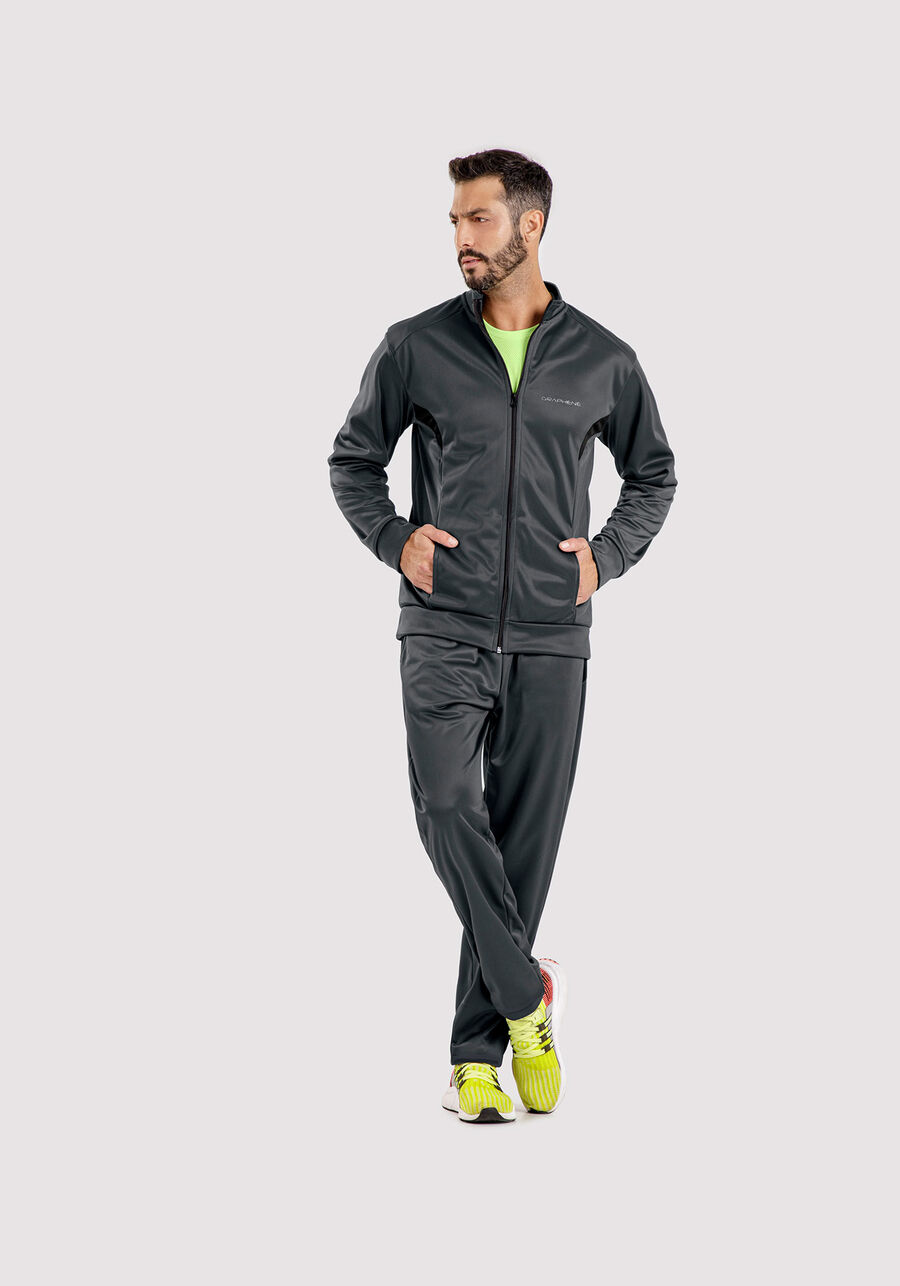 Conjunto Masculino em Malha com Recortes, CINZA NOTI. Conjunto Masculino em Malha com Recortes, CINZA NOTI, large.