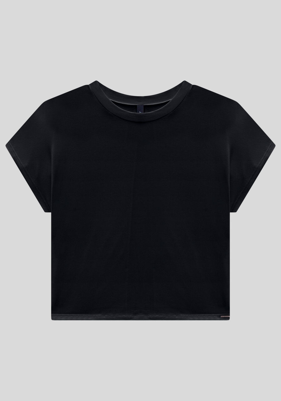 Blusa em Manga Viscose com Manga Curta, . Blusa em Manga Viscose com Manga Curta, , large.