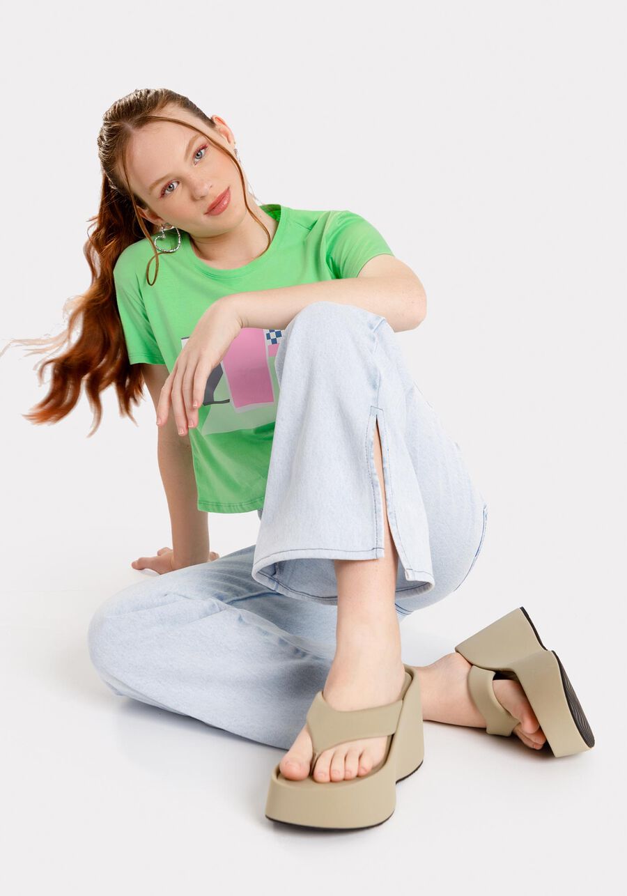 Calça Jeans Juvenil Wide Leg com Fenda Lateral, JEANS CLARO. Calça Jeans Juvenil Wide Leg com Fenda Lateral, JEANS CLARO, large.