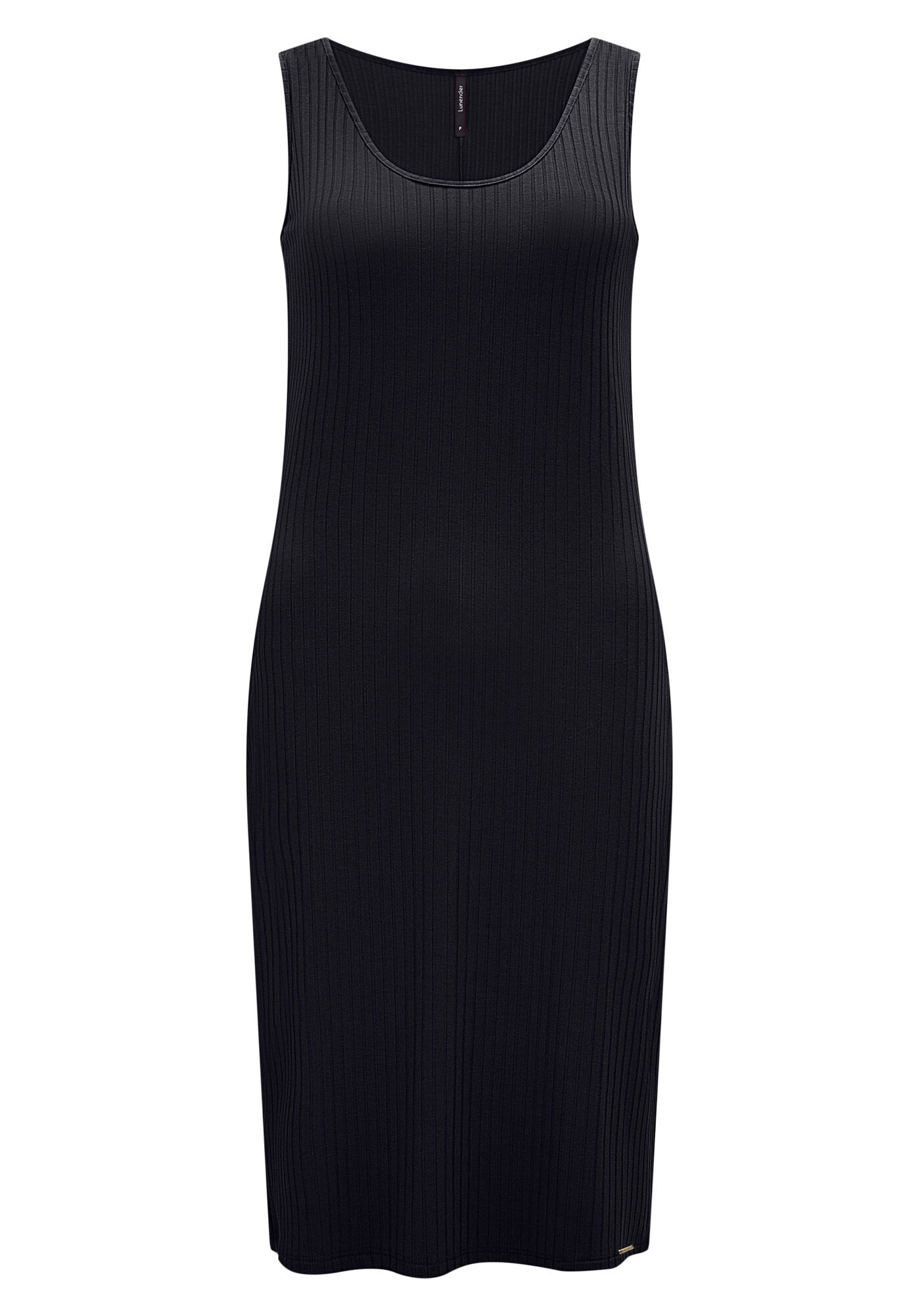 Vestido Curto B&aacute;sico Com Decote Redondo Em Malha Canelada, , large.