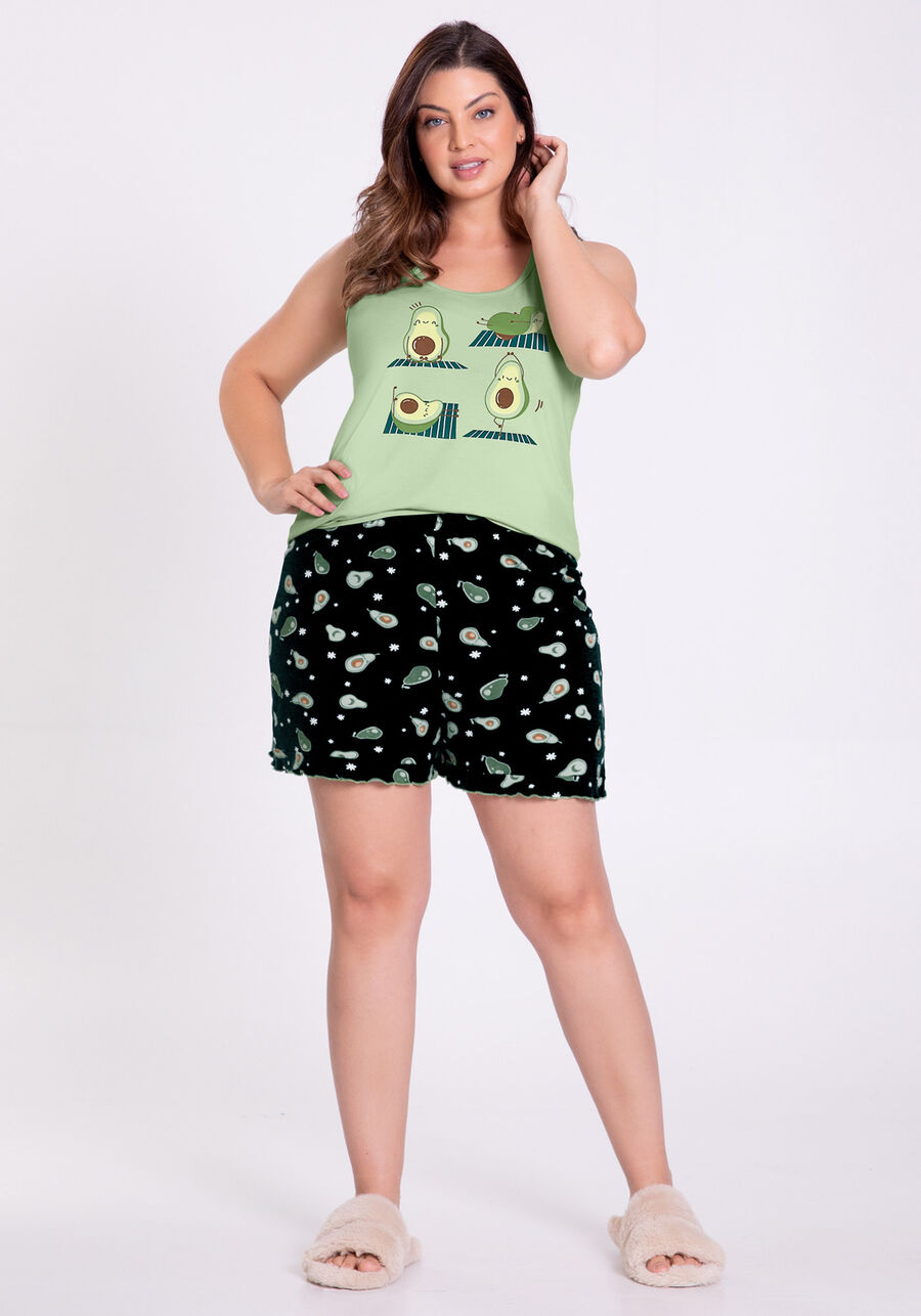 Pijama Plus Size Estampado com Regata e Shorts, , large.