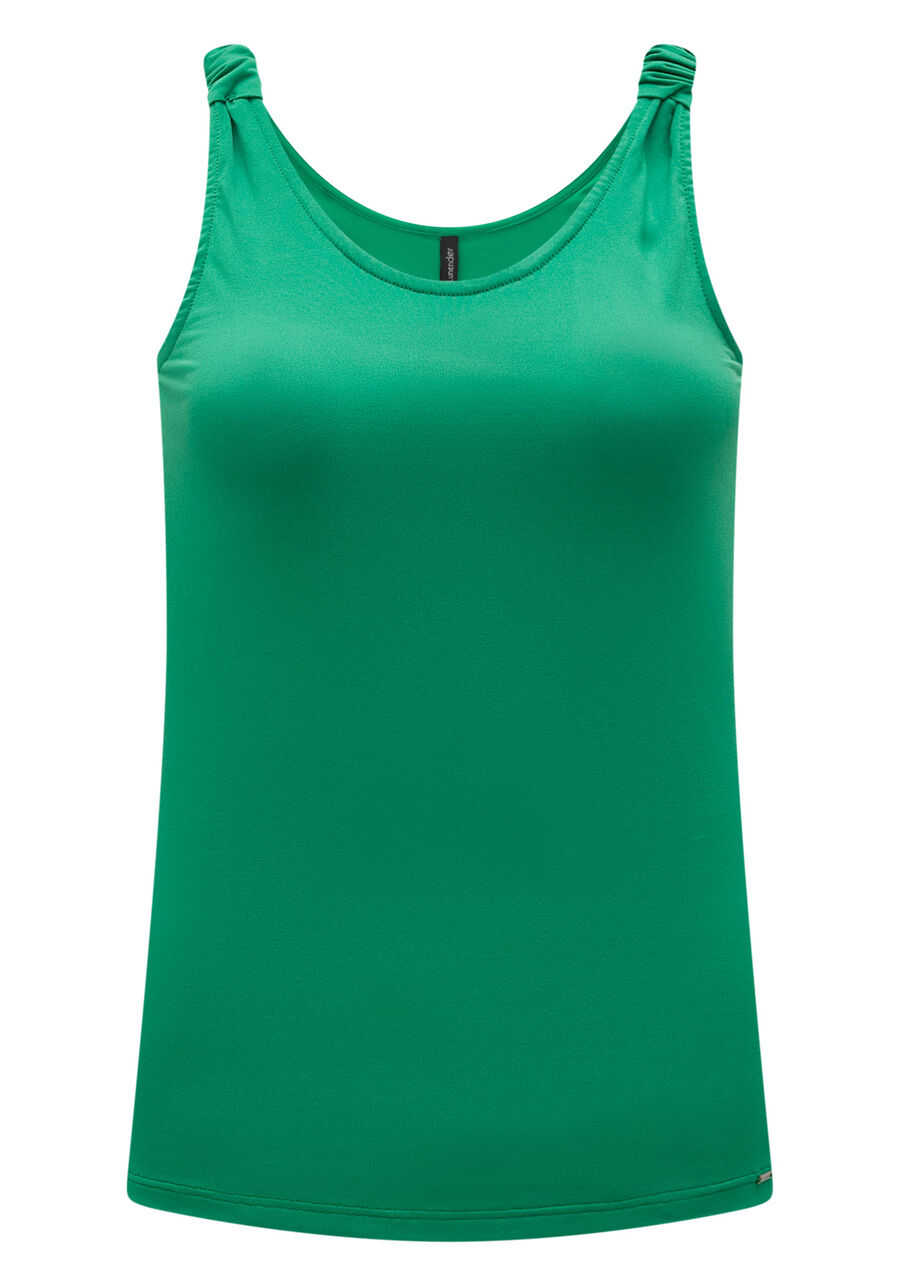 Blusa Regata Lisa De Alças Com Decote Redondo E Franzidos, . Blusa Regata Lisa De Alças Com Decote Redondo E Franzidos, , large.